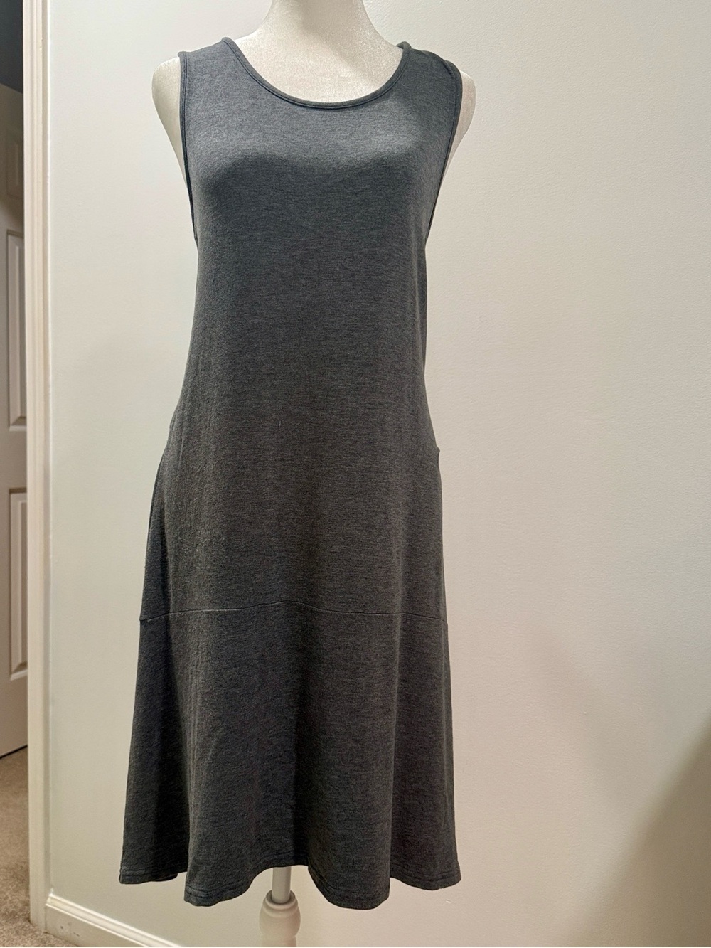 Garnet Hill Charcoal Sleeveless Midi A-Line Dress